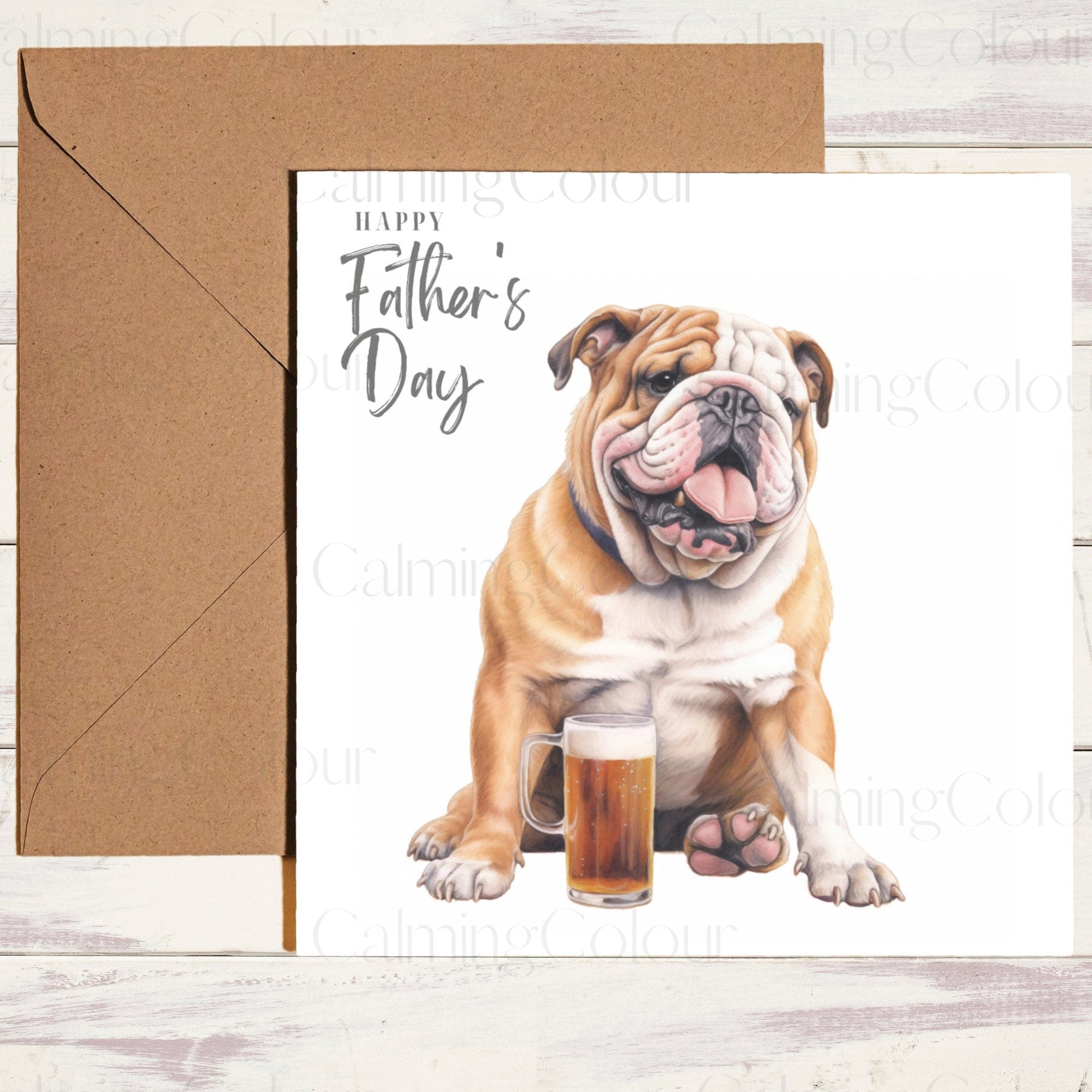 Bulldog Father's Day Card | Single Card | Calming Colour