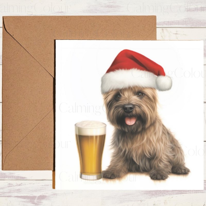 Cairn Terrier with Pint | Christmas Greeting Card | Christmas Card