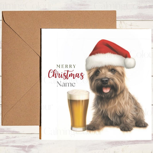 Cairn Terrier with Pint | Christmas Greeting Card | Christmas Card