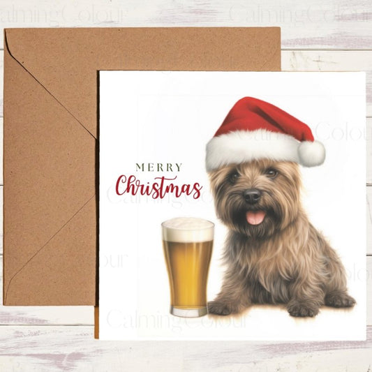 Cairn Terrier with Pint | Christmas Greeting Card | Christmas Card