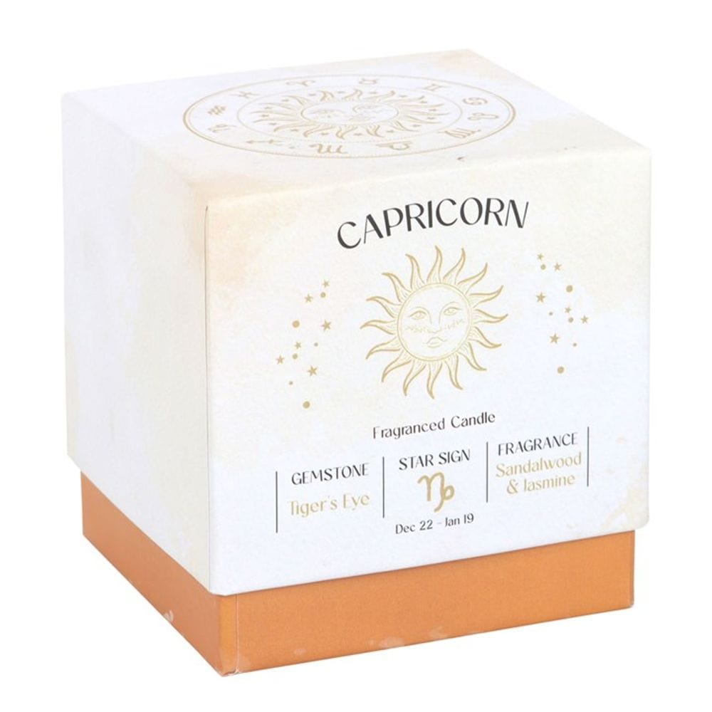 Capricorn Sandalwood & Jasmine Gemstone Zodiac Candle | Calming Colour