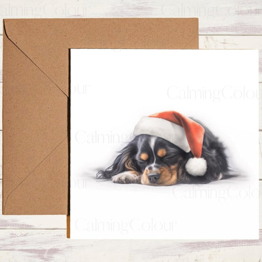 Cavalier King Charles Spaniel Snoozing | Christmas Card | Christmas Card