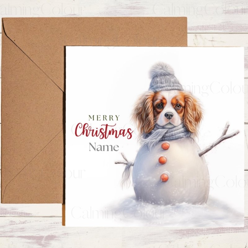 Cavalier King Charles Spaniel Snowman | Christmas Card | Christmas Card