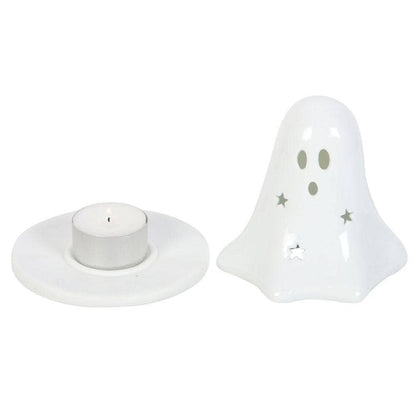 Ceramic Ghost Tealight | Incense Cone Holder | Calming Colour