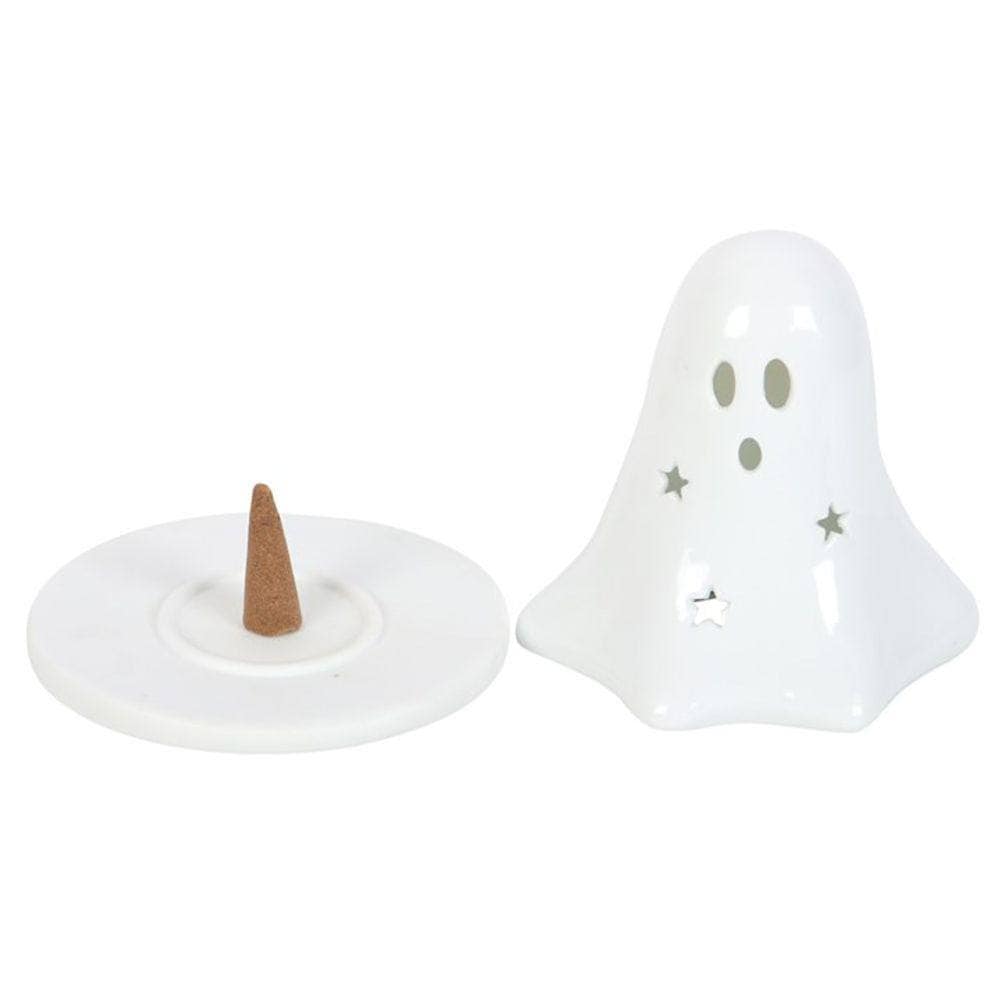 Ceramic Ghost Tealight | Incense Cone Holder | Calming Colour