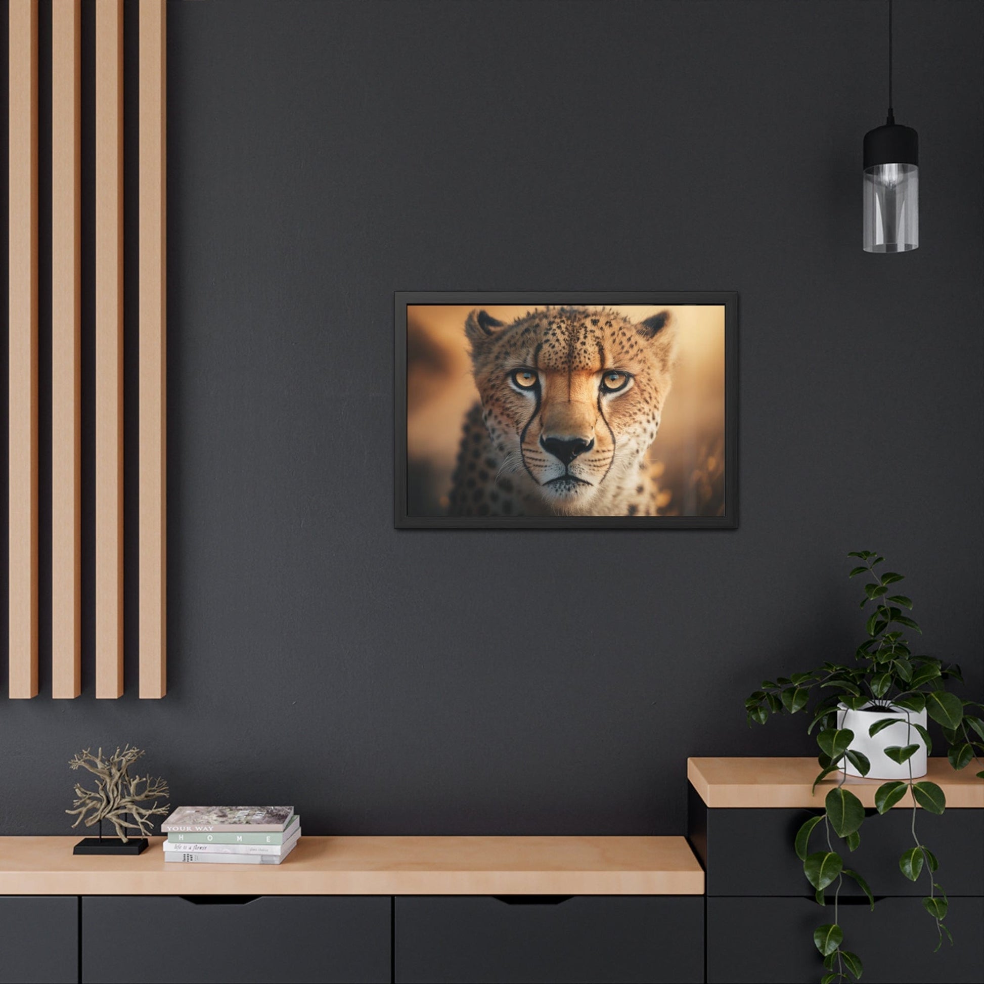 Cheetah - FRAMED Print "Whispers of the Savannah: Cheetah's Gaze" | Calming Colour