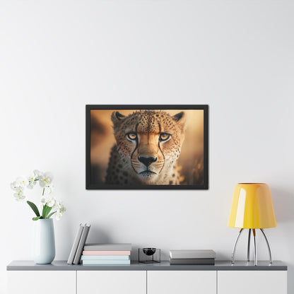 Cheetah - FRAMED Print "Whispers of the Savannah: Cheetah's Gaze" | Calming Colour