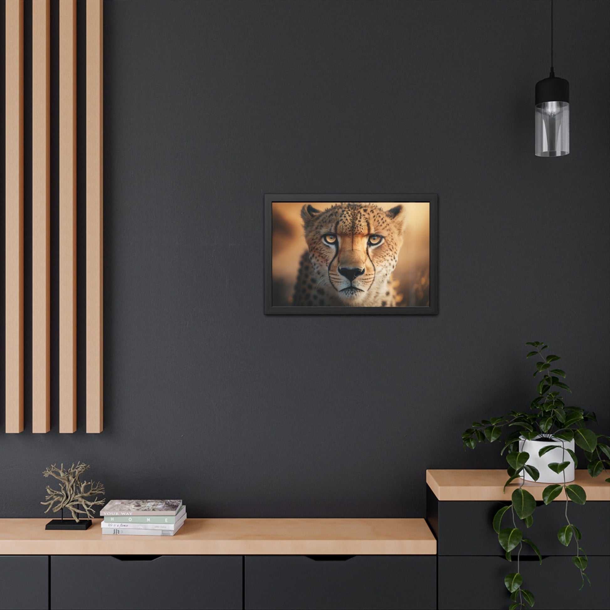 Cheetah - FRAMED Print "Whispers of the Savannah: Cheetah's Gaze" | Calming Colour