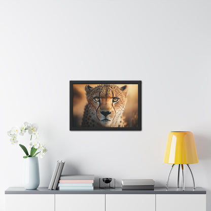 Cheetah - FRAMED Print "Whispers of the Savannah: Cheetah's Gaze" | Calming Colour