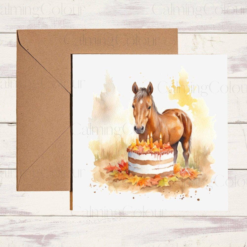 Chestnut Foal Greeting Card | Autumn Birthday | Calming Colour