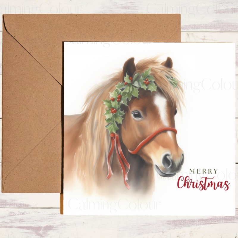 Chestnut Shetland Pony Christmas Card | Christmas Card