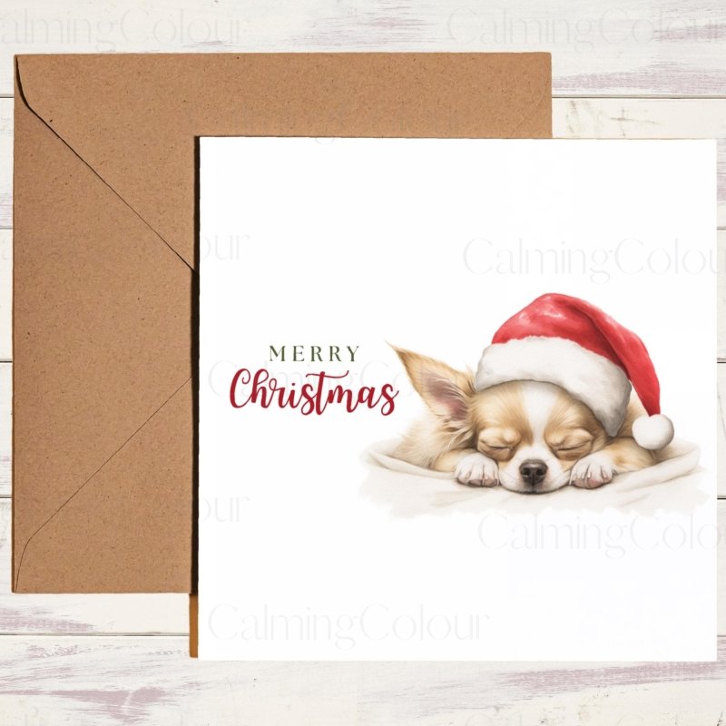 Chihuahua Asleep in Santa Hat | Christmas Card | Christmas Card