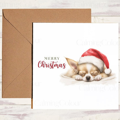 Chihuahua Asleep in Santa Hat | Christmas Card | Christmas Card
