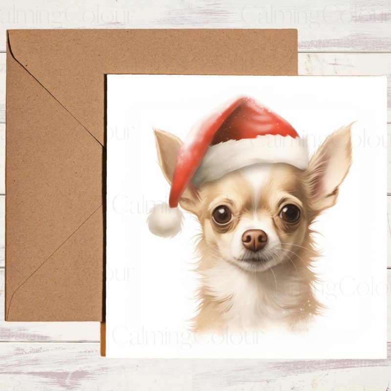 Chihuahua | Red Santa Hat Christmas Card | Christmas Card