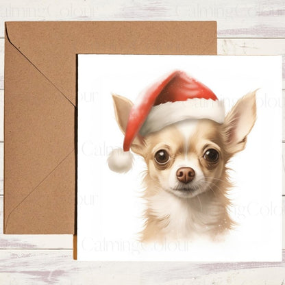 Chihuahua | Red Santa Hat Christmas Card | Christmas Card