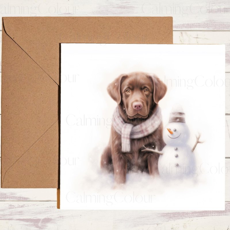 Chocolate Lab Puppy Christmas Card | Personalised Greeting | Christmas Card