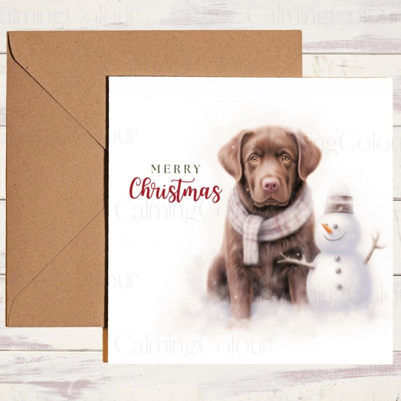 Chocolate Lab Puppy Christmas Card | Personalised Greeting | Christmas Card