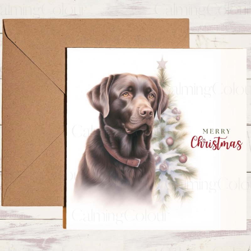 Chocolate Labrador by Twinkling Christmas Tree | Christmas Card | Christmas Card