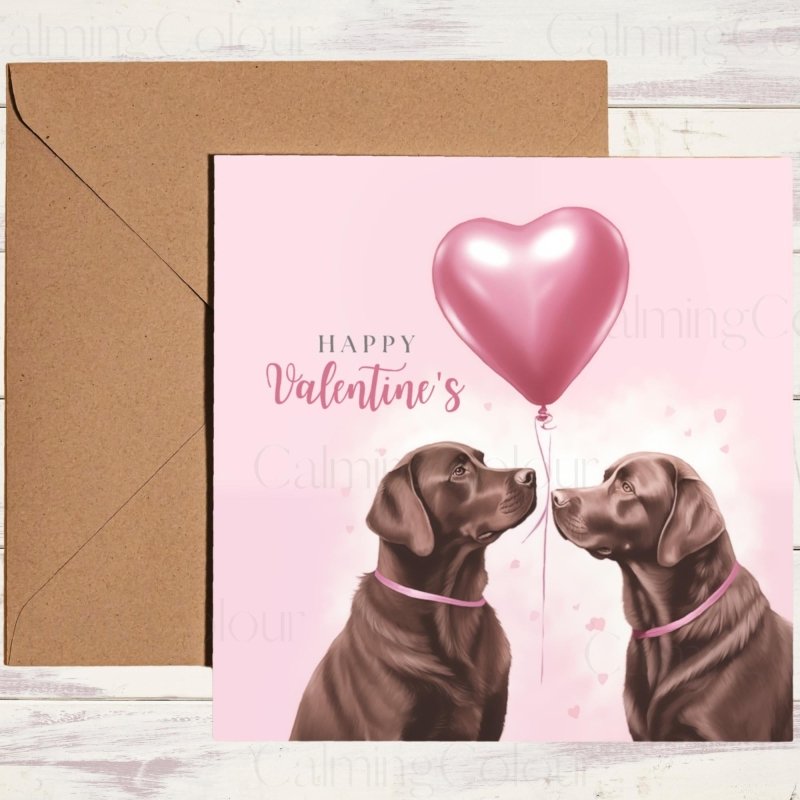 Chocolate Labrador Couple in Love | Valentine's Card | Valentine's Day