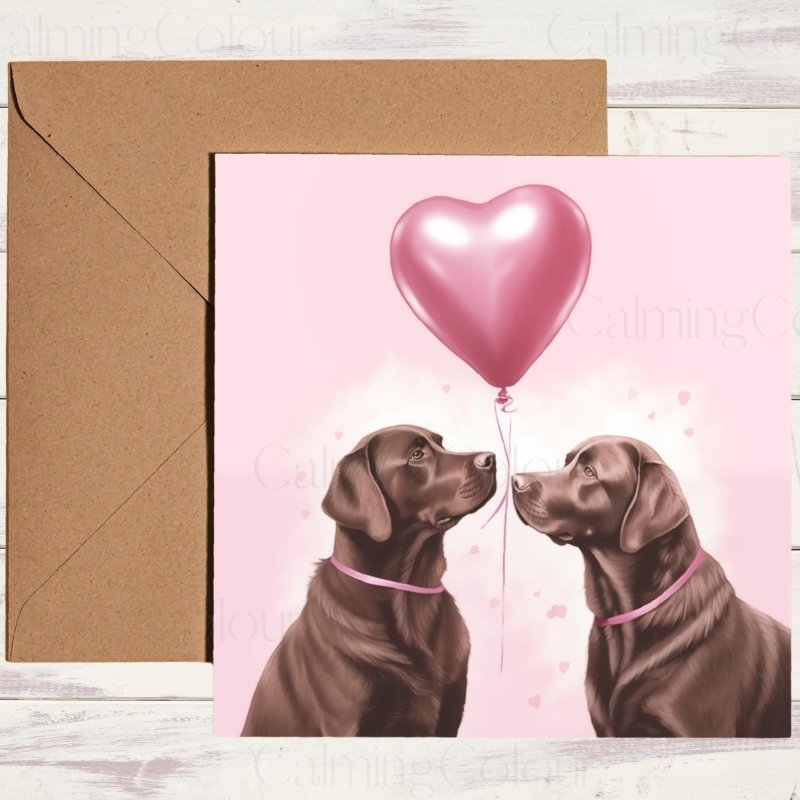 Chocolate Labrador Couple in Love | Valentine's Card | Valentine's Day