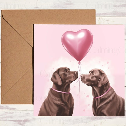 Chocolate Labrador Couple in Love | Valentine's Card | Valentine's Day