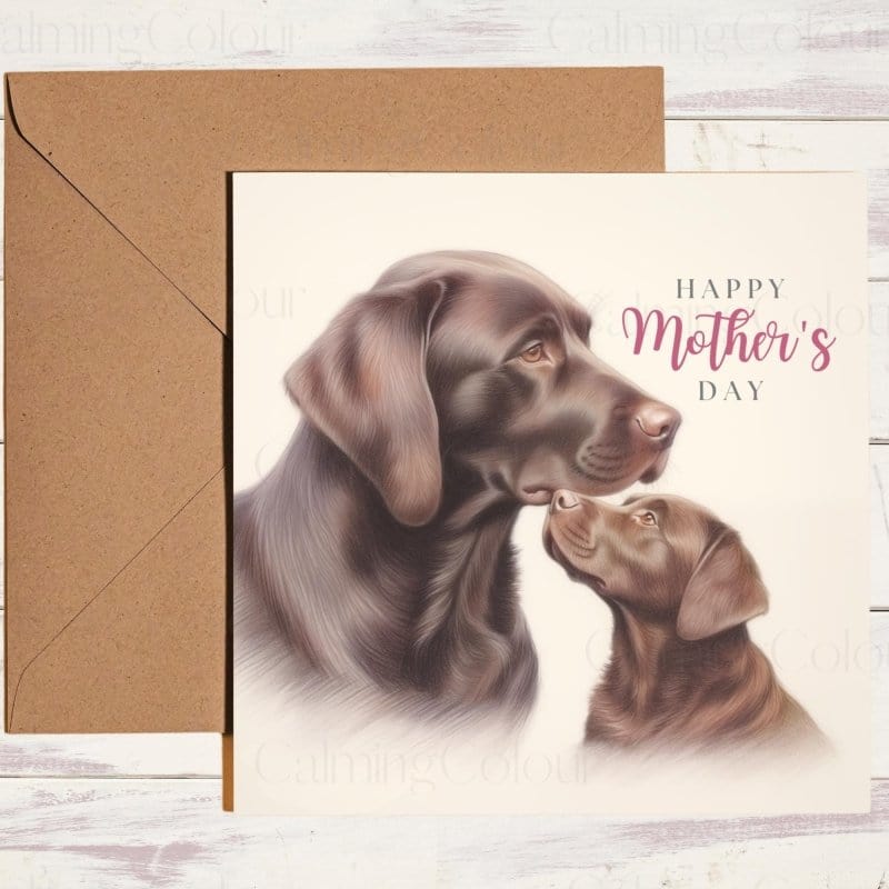 Chocolate Labrador Mother's Day | Dog Greeting Card for Mum | Mother's Day Card