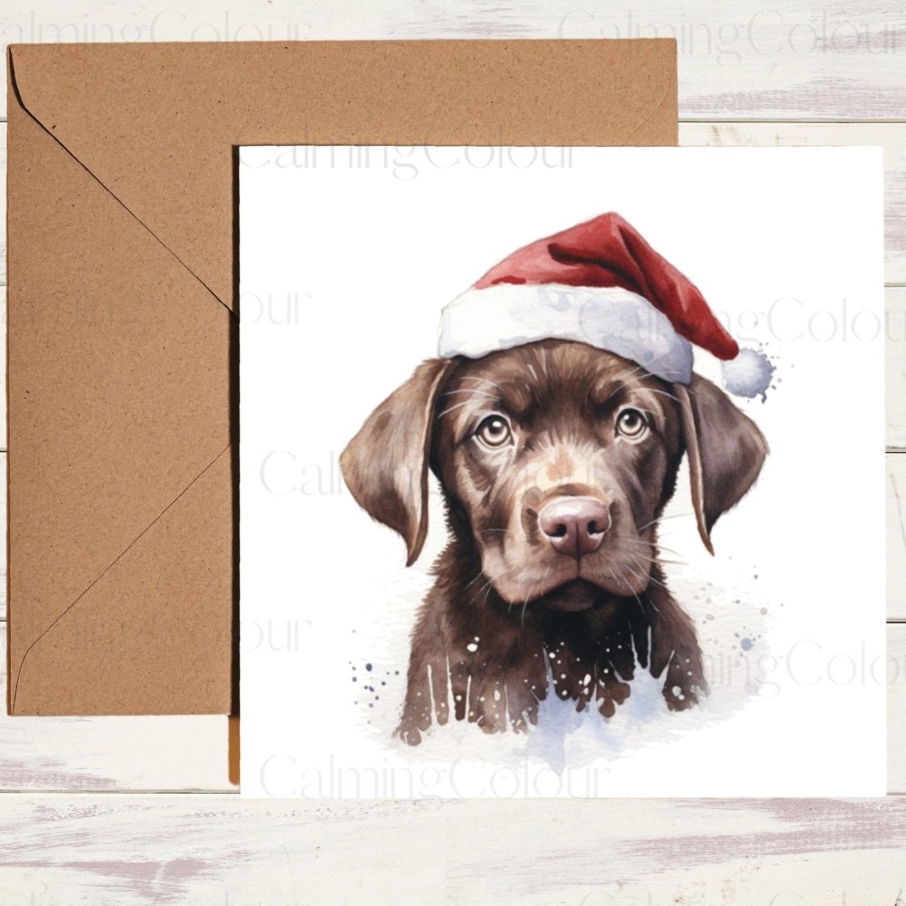 Chocolate Labrador Puppy | Christmas Card | Calming Colour