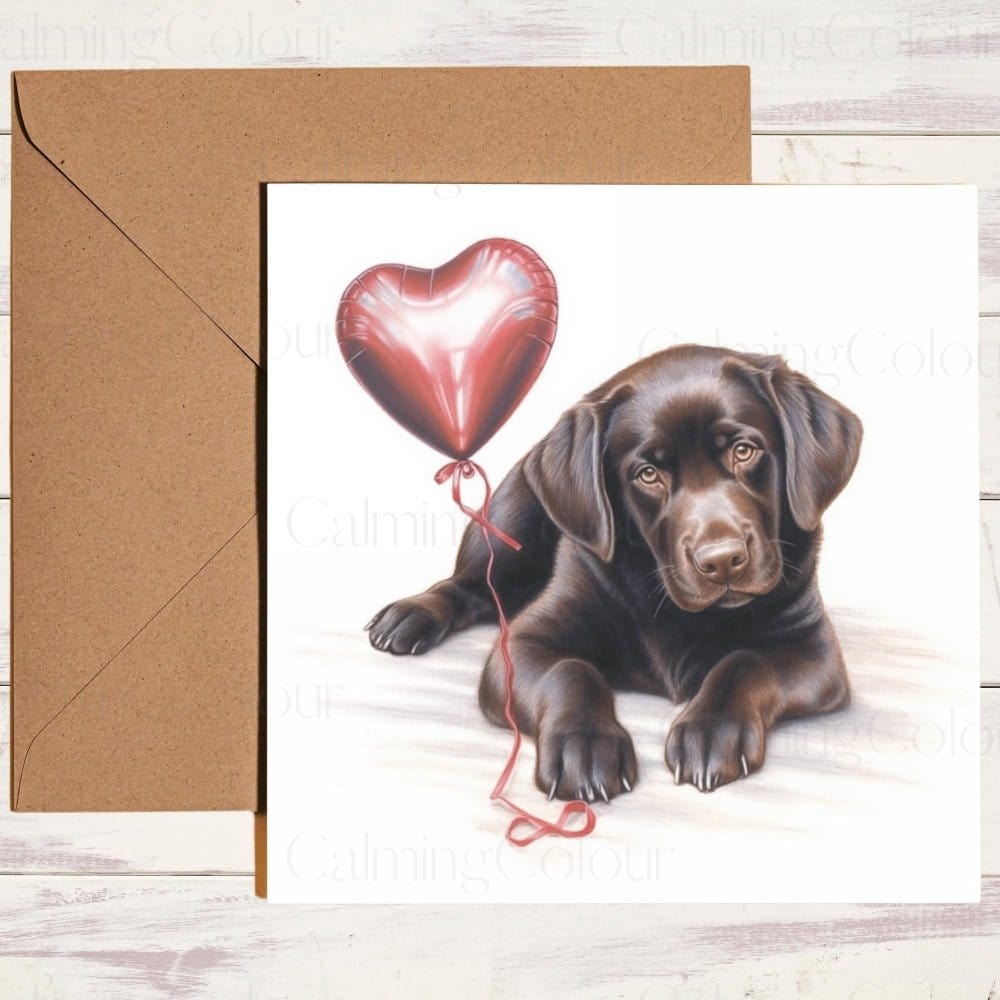 Chocolate Labrador Valentines Card | With Love | Anniversary | Valentine's Day