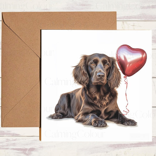 Chocolate Sprocker with Red Balloon l Valentine's Card | Valentine's Day