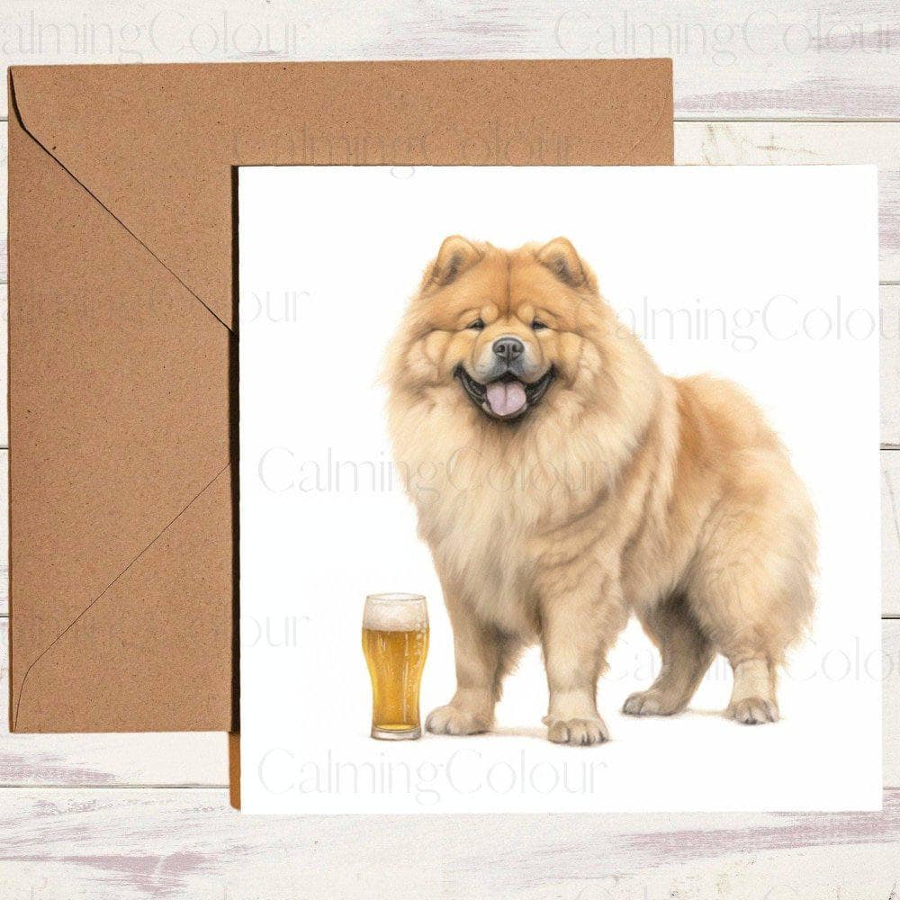 Chow Chow with a Pint Glass | Greeting Card | Birthday Card | Birthday Card