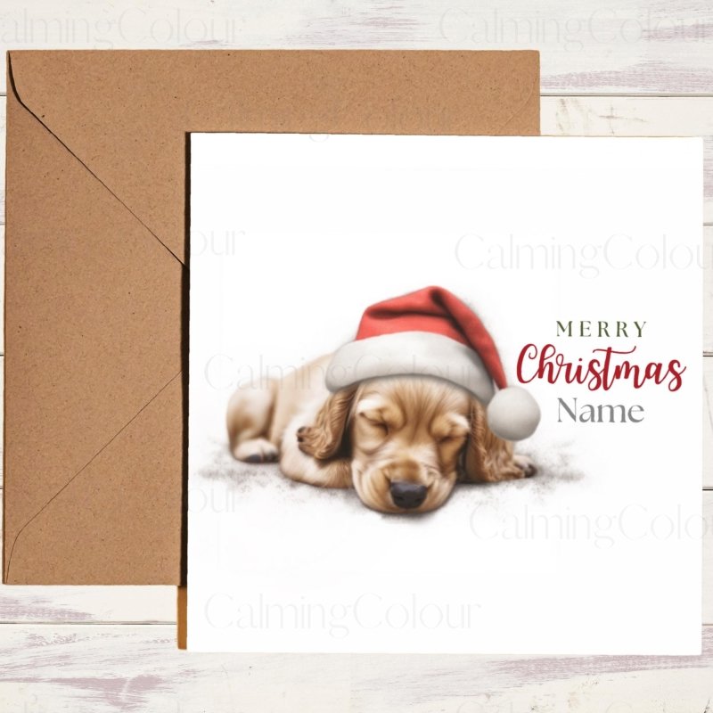 Cocker Spaniel Snoozing at Christmas | Festive Card | Christmas Card