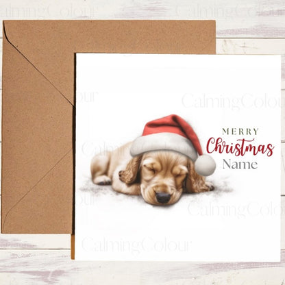 Cocker Spaniel Snoozing at Christmas | Festive Card | Christmas Card