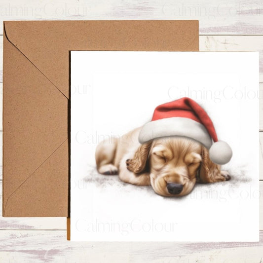 Cocker Spaniel Snoozing at Christmas | Festive Card | Christmas Card