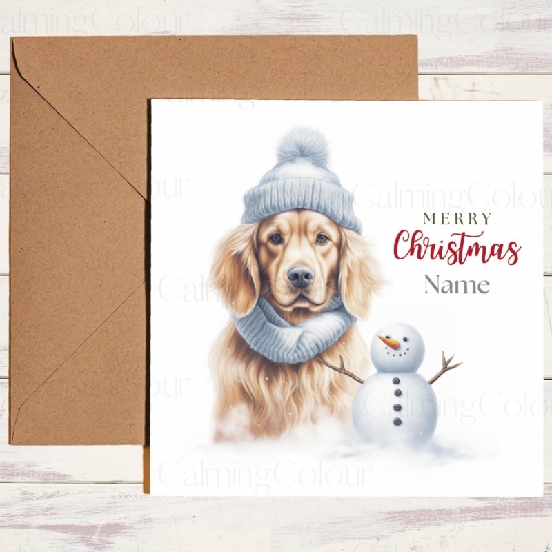 Cocker Spaniel with Blue Woolly Hat | Christmas Card | Christmas Card