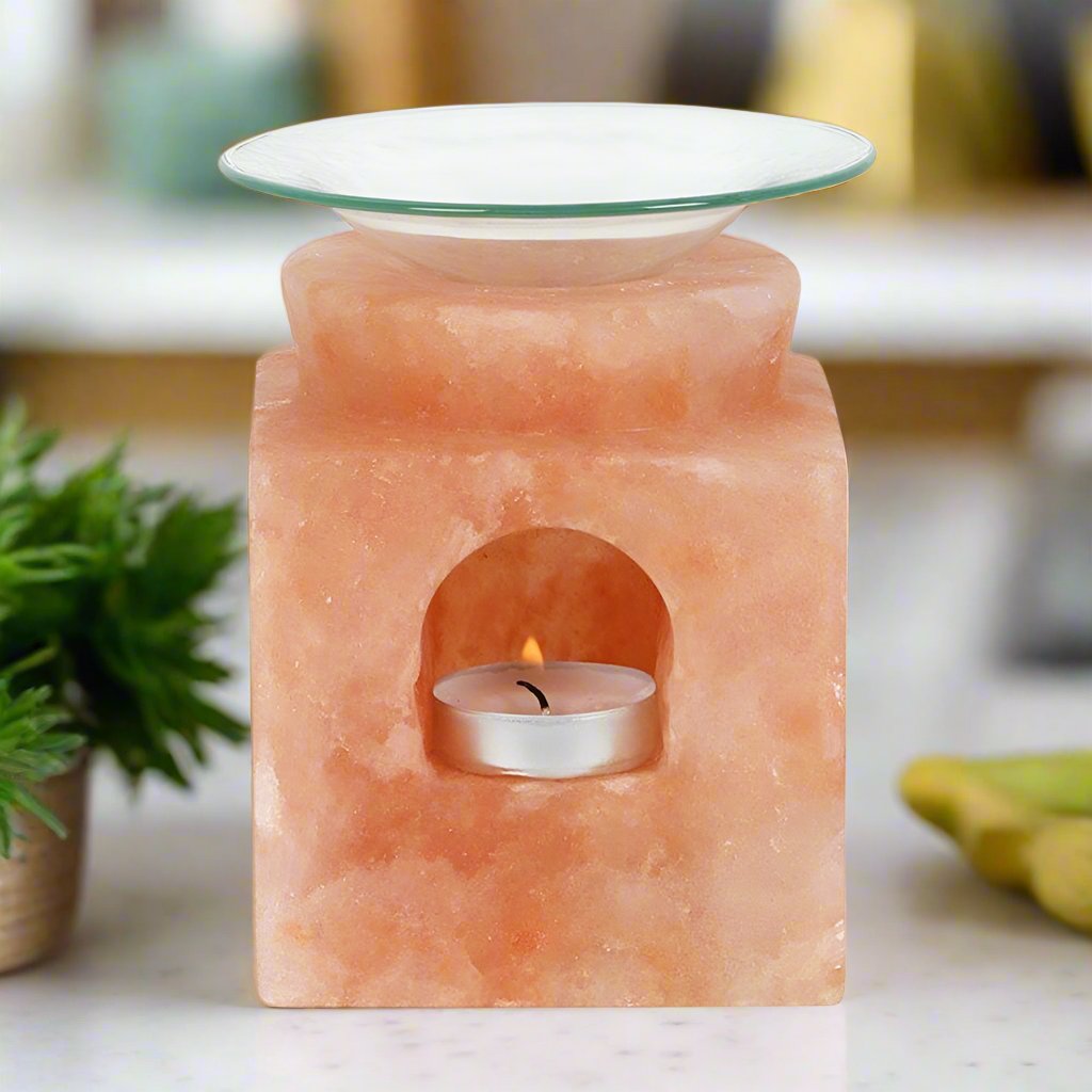 Cube Himalayan Salt Oil Burner | Calming Colour