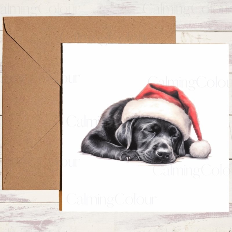 Cute Black Pug Sleeping Soundly | Christmas Card | Christmas Card