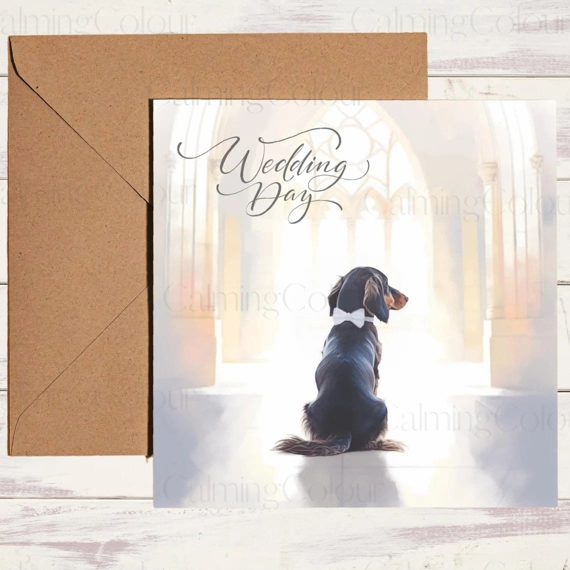 Dachshund Wedding Card | Dog Wedding Card | Calming Colour