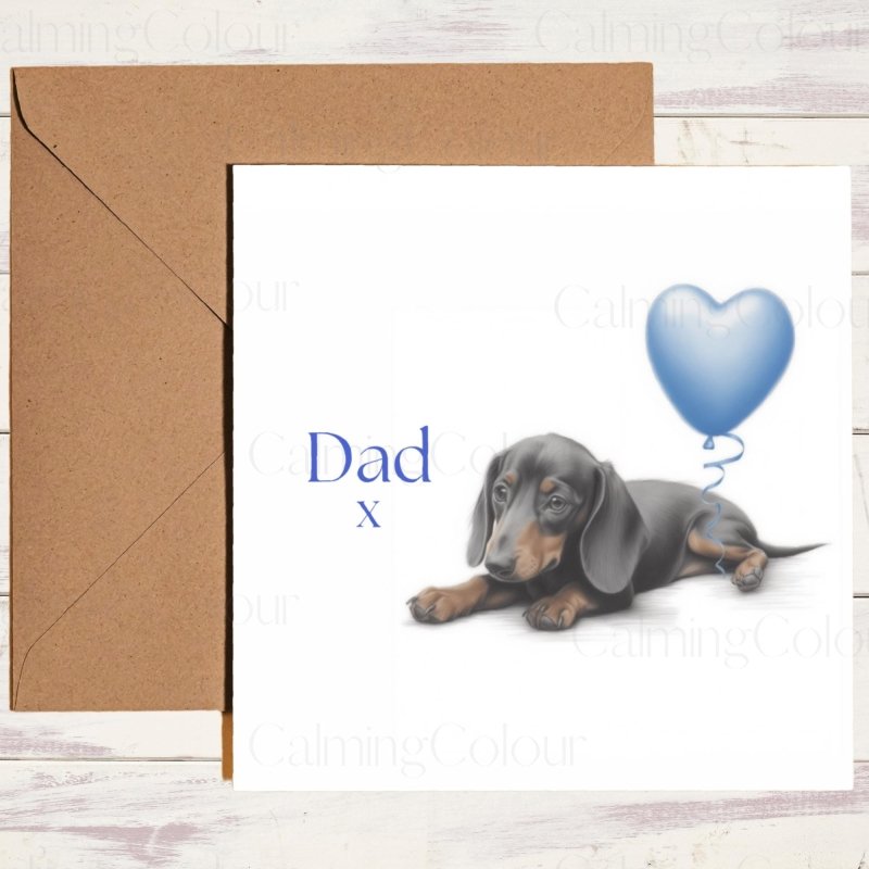 Dachshund with a Balloon | Father's Day Card | Father's Day