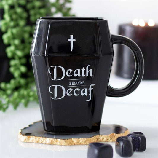 Death Before Decaf Coffin Mug | Calming Colour