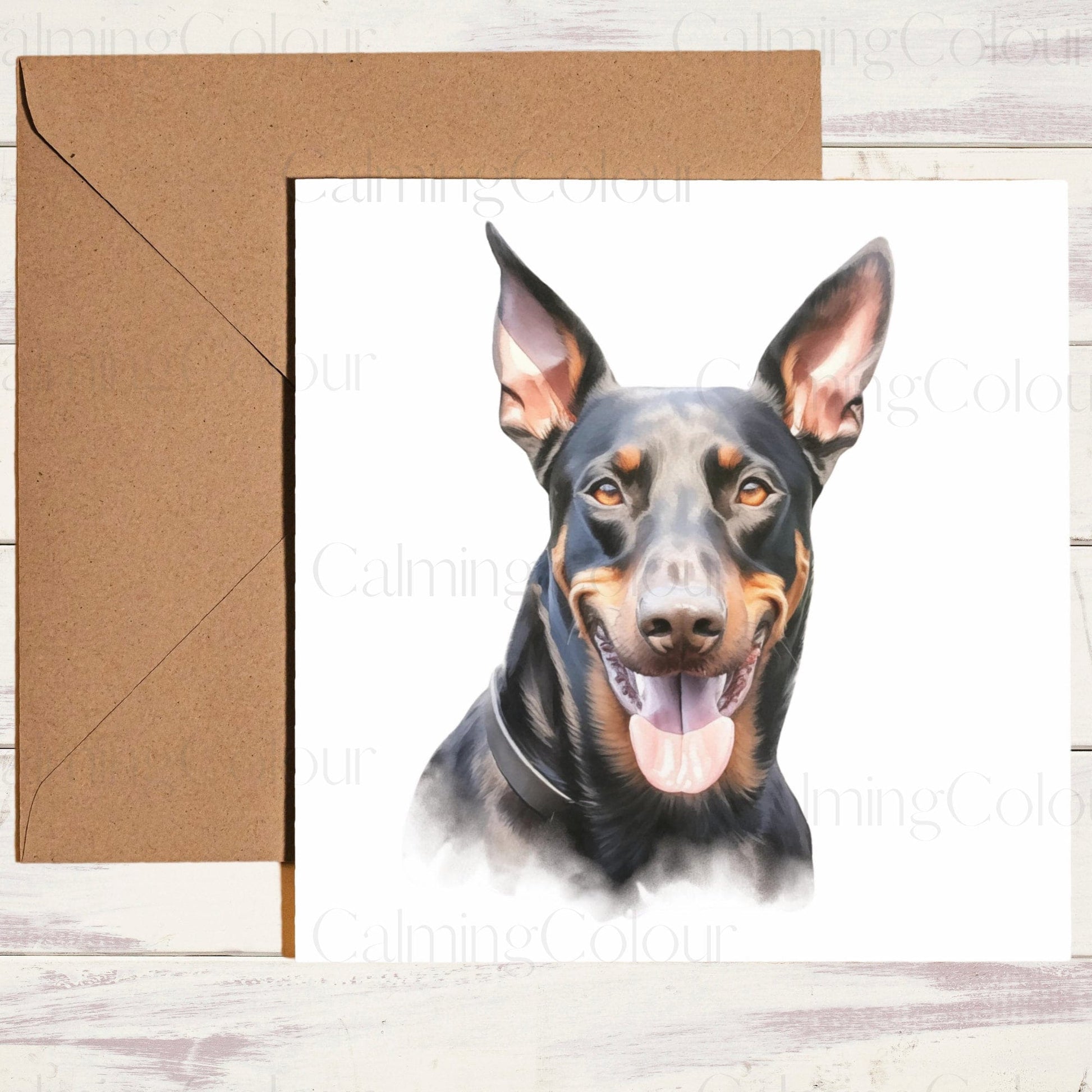 Doberman Smiling | Father's Day Card | Calming Colour