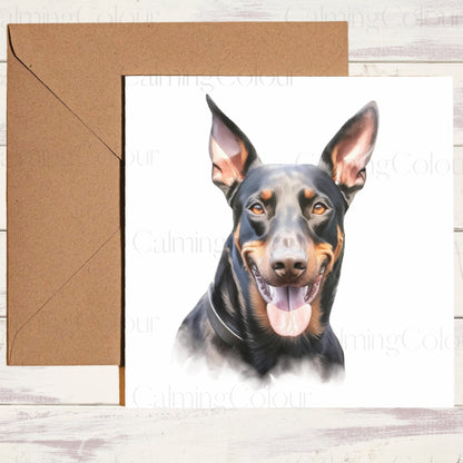 Doberman Smiling | Father's Day Card | Calming Colour