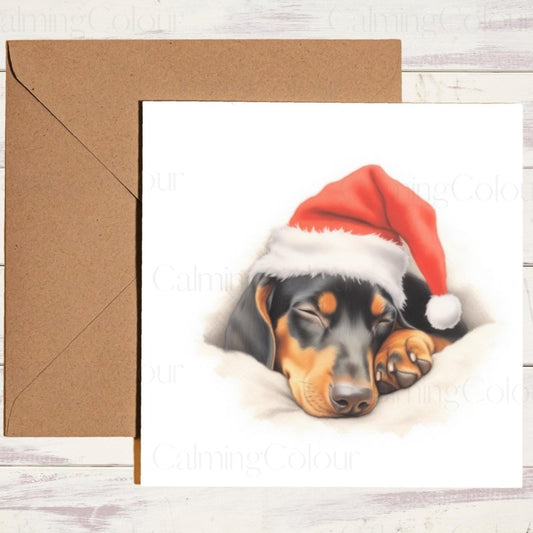 Dobermann Sleeping Peacefully | Christmas Card | Christmas Card
