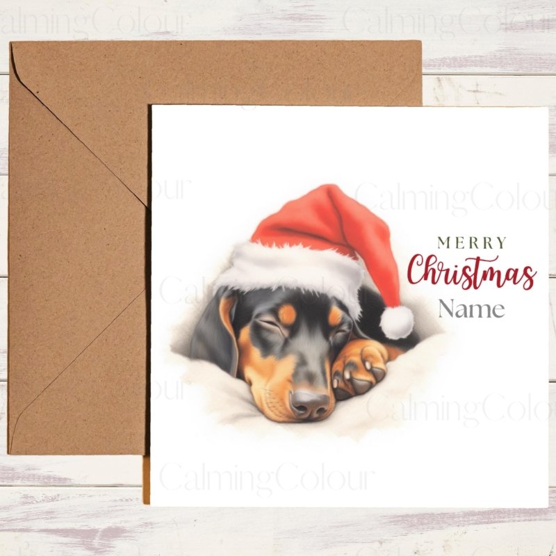 Dobermann Sleeping Peacefully | Christmas Card | Christmas Card