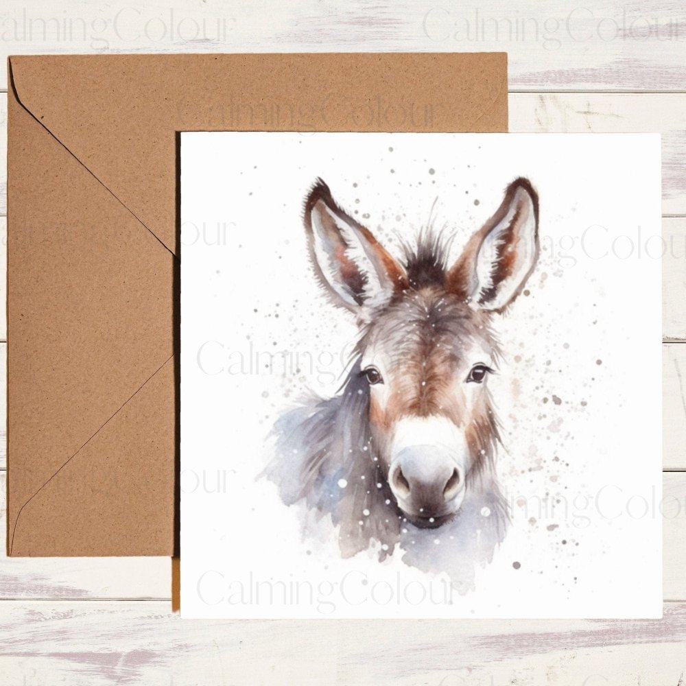 Donkey Christmas Card | Card for Animal Lover | Calming Colour