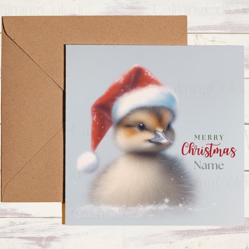 Duckling Wearing a Santa Hat | Christmas Card | Christmas Card