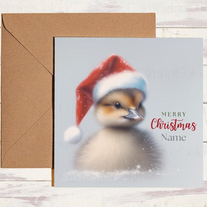 Duckling Wearing a Santa Hat | Christmas Card | Christmas Card