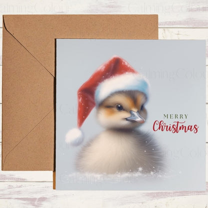 Duckling Wearing a Santa Hat | Christmas Card | Christmas Card