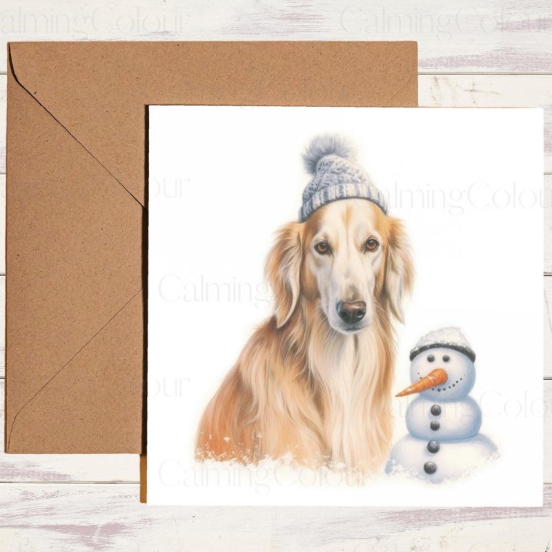 Elegant Saluki in Winter Snow | Christmas Greeting | Christmas Card