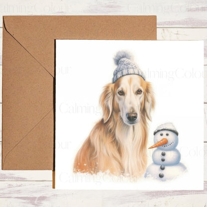 Elegant Saluki in Winter Snow | Christmas Greeting | Christmas Card