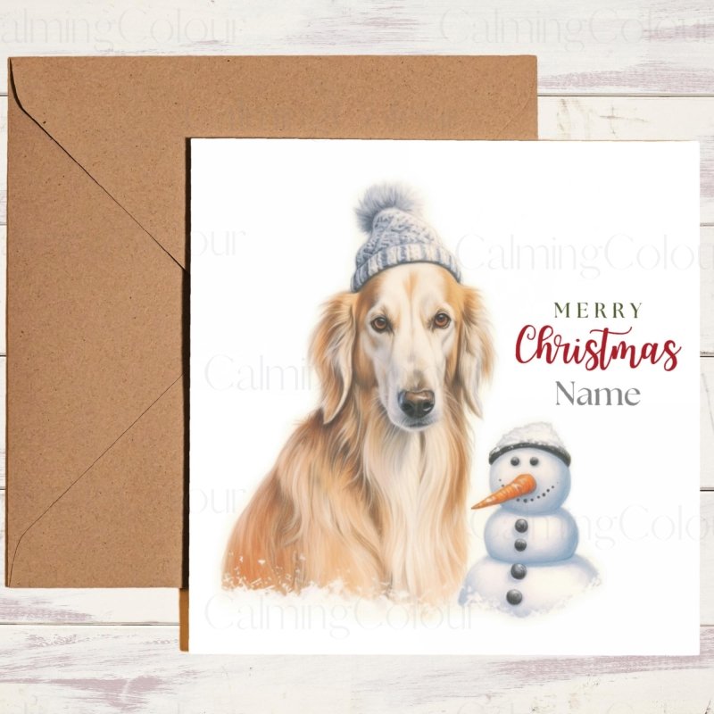 Elegant Saluki in Winter Snow | Christmas Greeting | Christmas Card